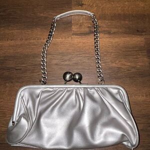 Silver Metallic Clasp purse